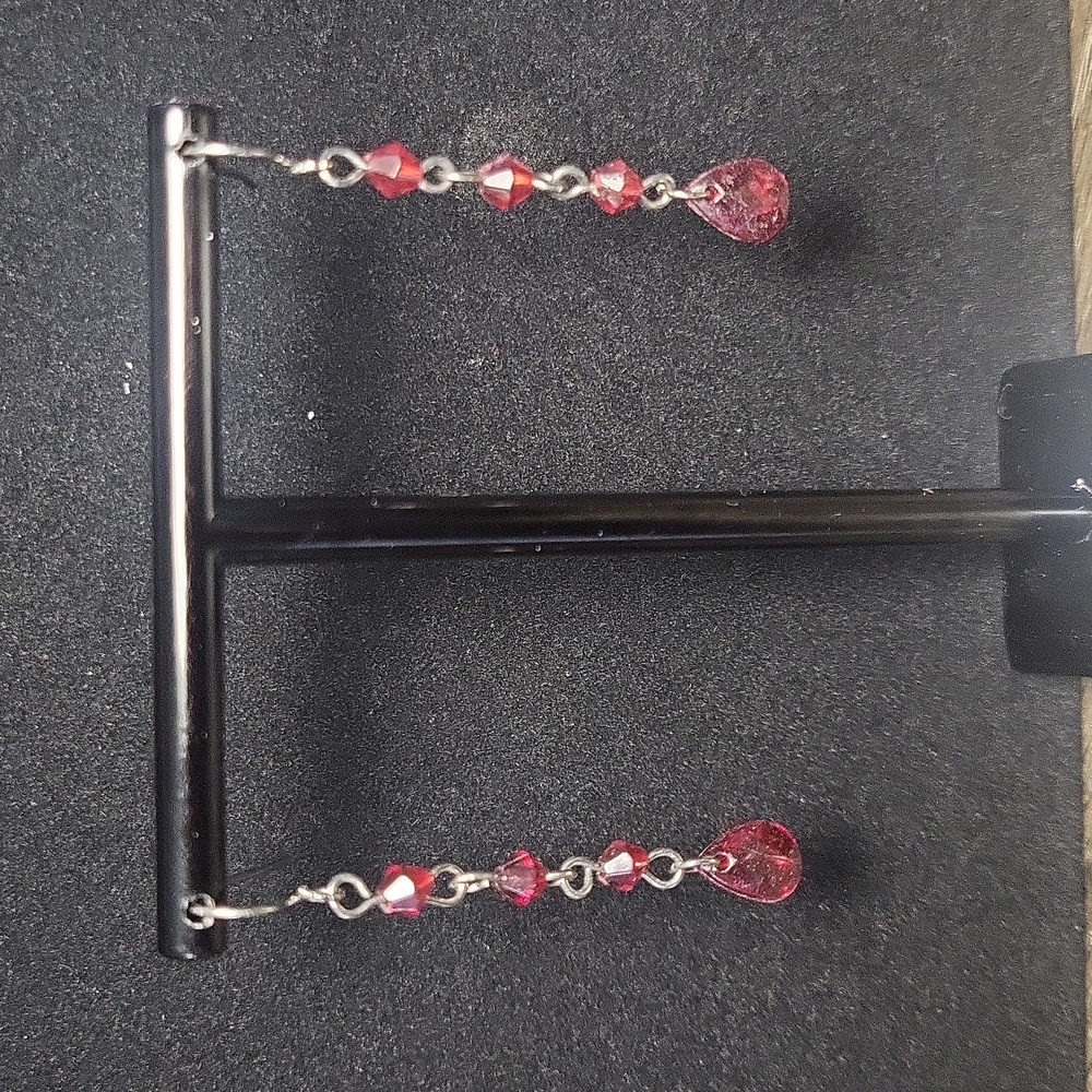 Red dangling earrings